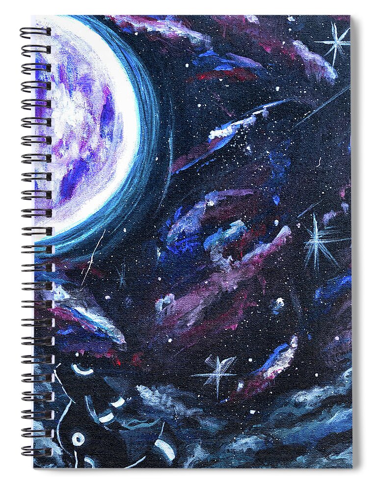 Eevee Spiral Notebook featuring the painting Umbreon's Full Moon by Ashley Wright