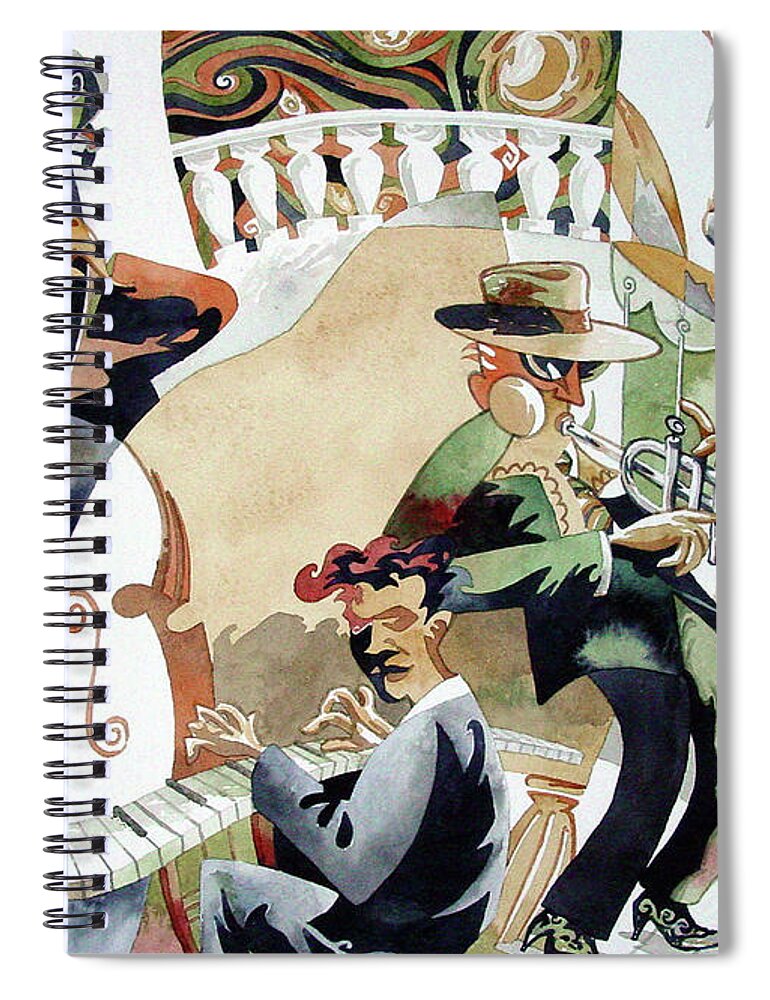 Watercolor Spiral Notebook featuring the painting Under a Crescent Moon by Mick Williams