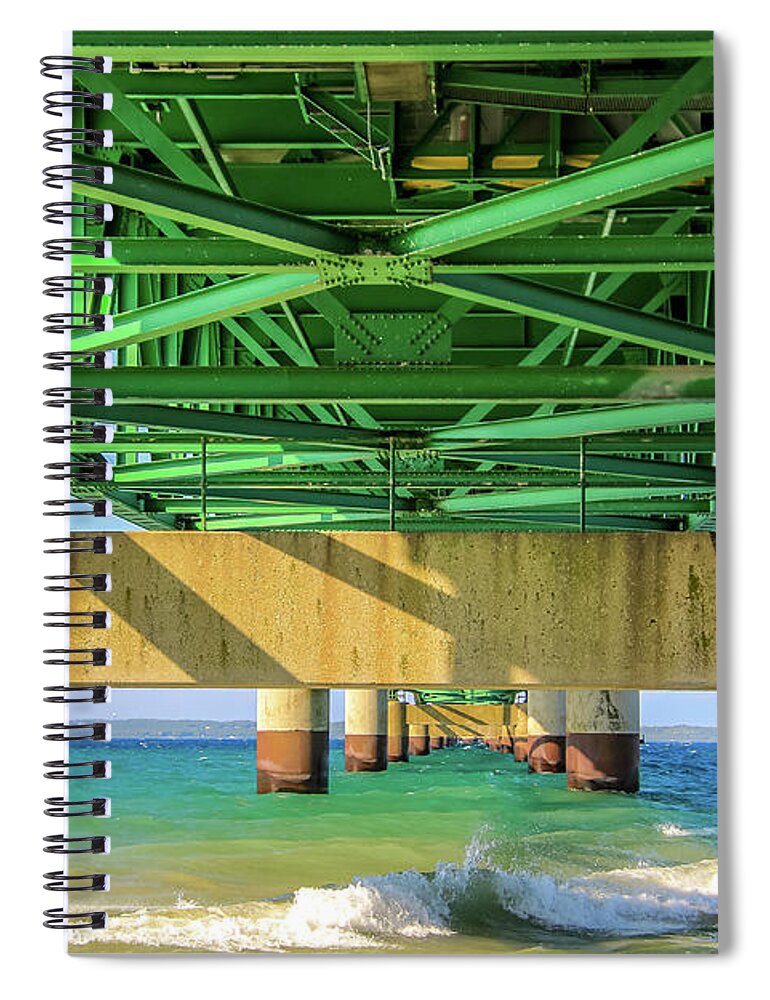 5th Longest Suspension Bridge Spiral Notebook featuring the photograph Under the Bridge by Deb Beausoleil