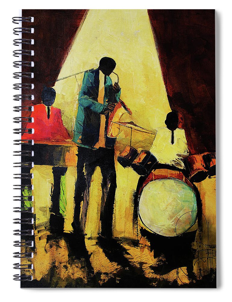 Nni Spiral Notebook featuring the painting Under The light by Ndabuko Ntuli
