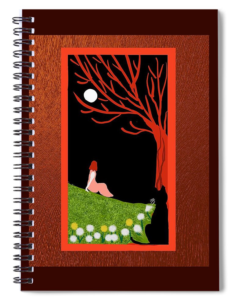 Night Spiral Notebook featuring the digital art Under the moon by Elaine Hayward