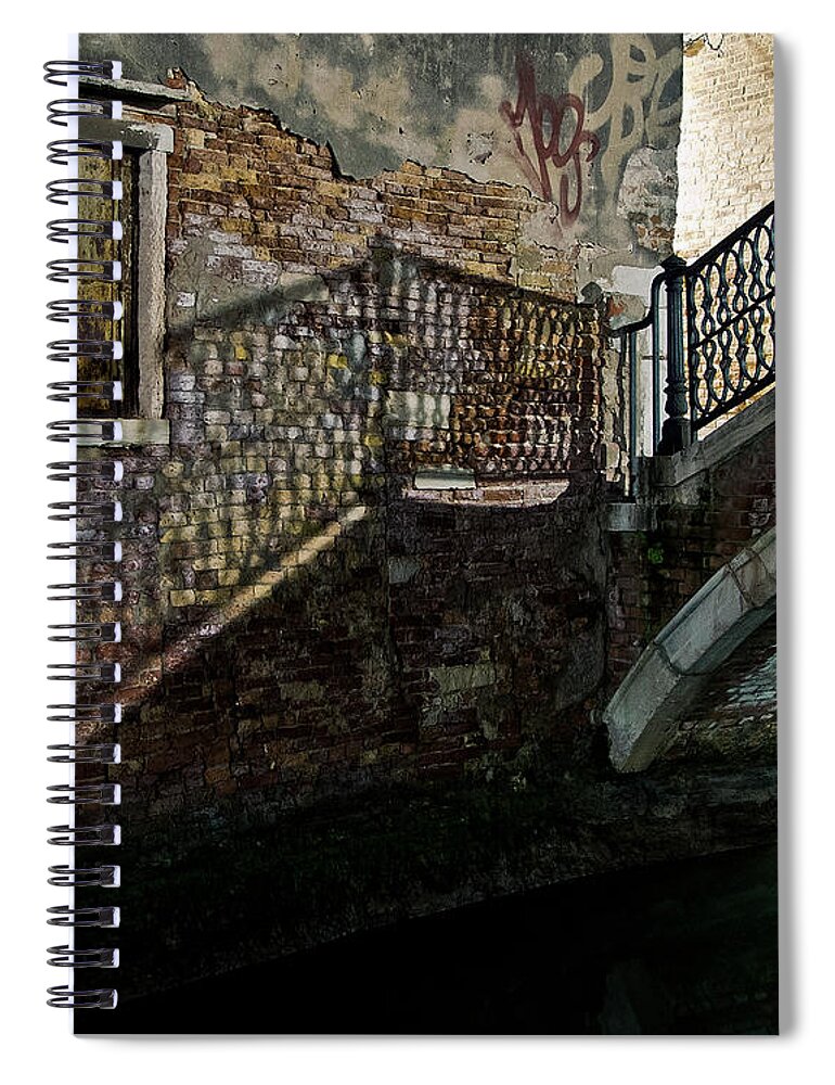 Ponte Spiral Notebook featuring the photograph Under the shadow of a Venetian bridge by Eyes Of CC