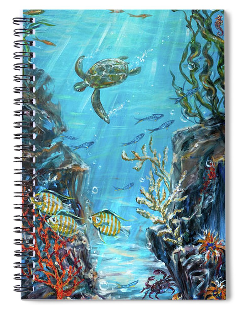 Coral Spiral Notebook featuring the painting Underwater Fantasy by Linda Olsen