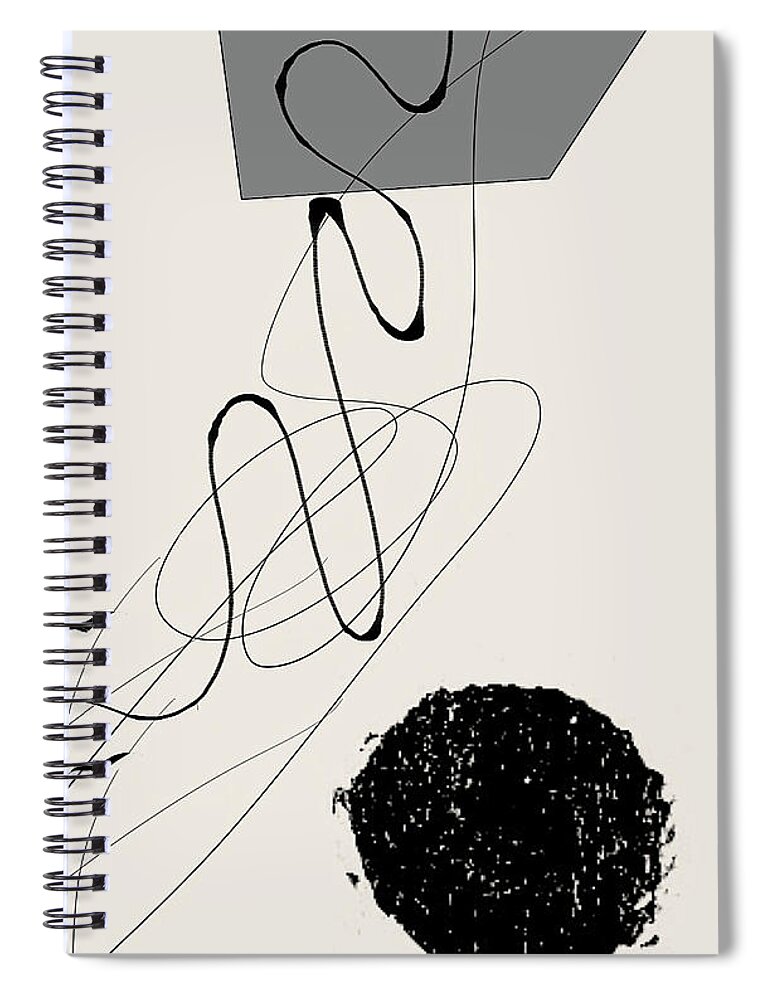 Taupe Modern Art Spiral Notebook featuring the painting Uneven Elegance No. 8 - Black and Tan Modern Art by Lourry Legarde