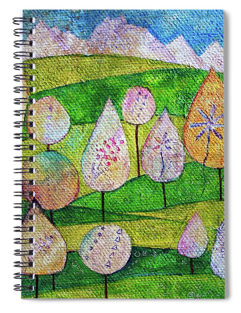 Whimsical Spiral Notebook featuring the painting Unicorns Graze Here by Winona's Sunshyne