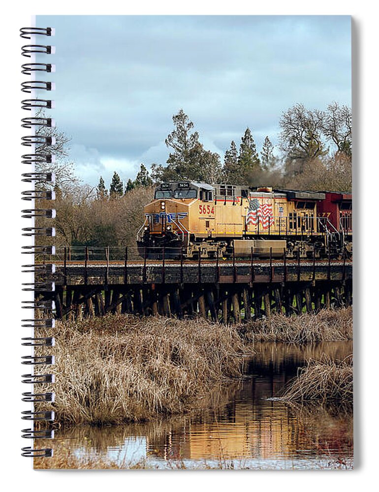Trains Spiral Notebook featuring the photograph Union Pacific Locomotive with Canadian Pacific by Gary Geddes