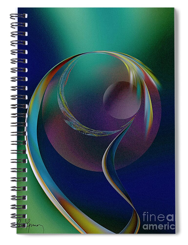 Universe Spiral Notebook featuring the digital art Universe Of Two Planets by Leo Symon