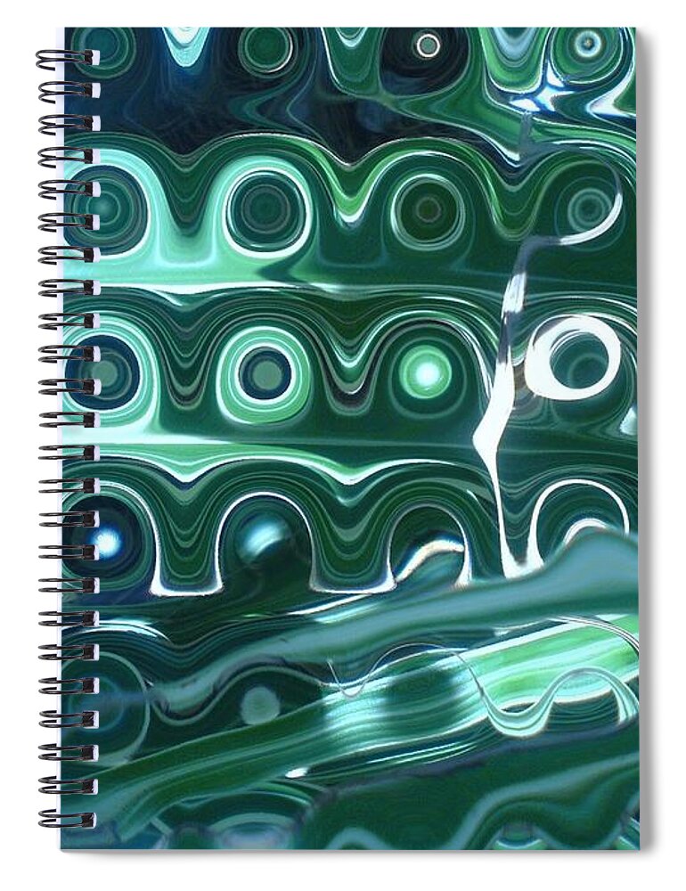 Green Spiral Notebook featuring the digital art Unstable Yet Sorta Stable by Andy Rhodes