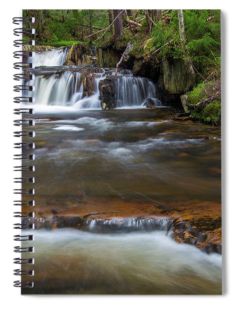 Upper Spiral Notebook featuring the photograph Upper Nathan Pond Brook Cascade by Chris Whiton