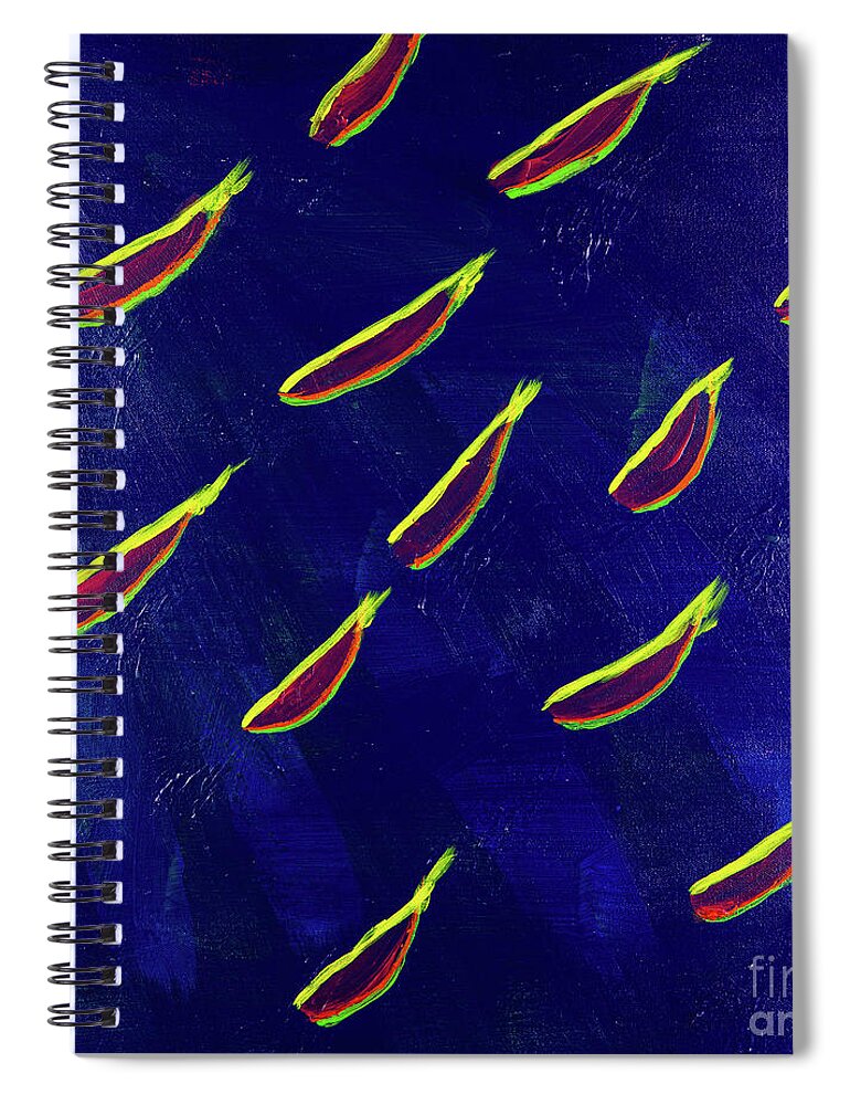 Abstract Spiral Notebook featuring the digital art Upstream II - Colorful Abstract Contemporary Acrylic Painting by Sambel Pedes