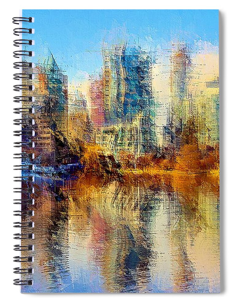 Lake Spiral Notebook featuring the digital art Urban Lake View by David Manlove