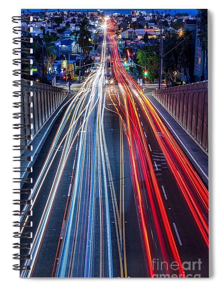 Streak Spiral Notebook featuring the photograph Urban Light Streaks by Sam Antonio