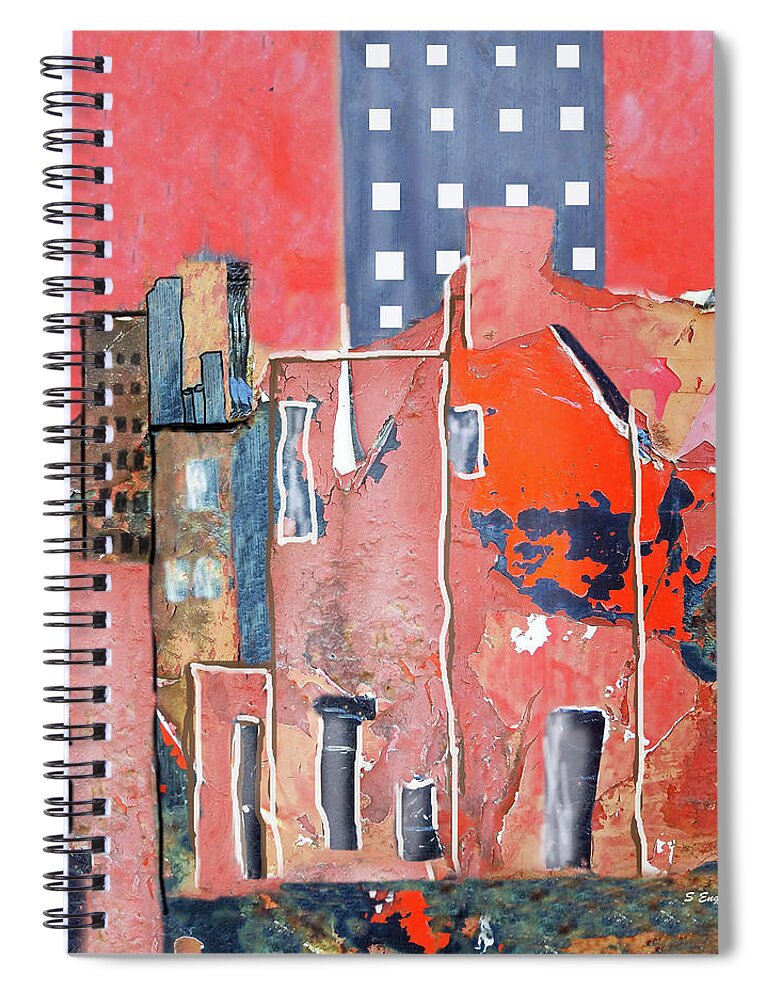 Abstract Spiral Notebook featuring the painting Urbanity II 300 by Sharon Williams Eng