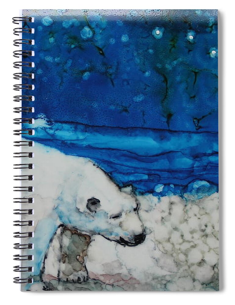 Polar Bear Spiral Notebook featuring the painting Ursa Major by Ruth Kamenev