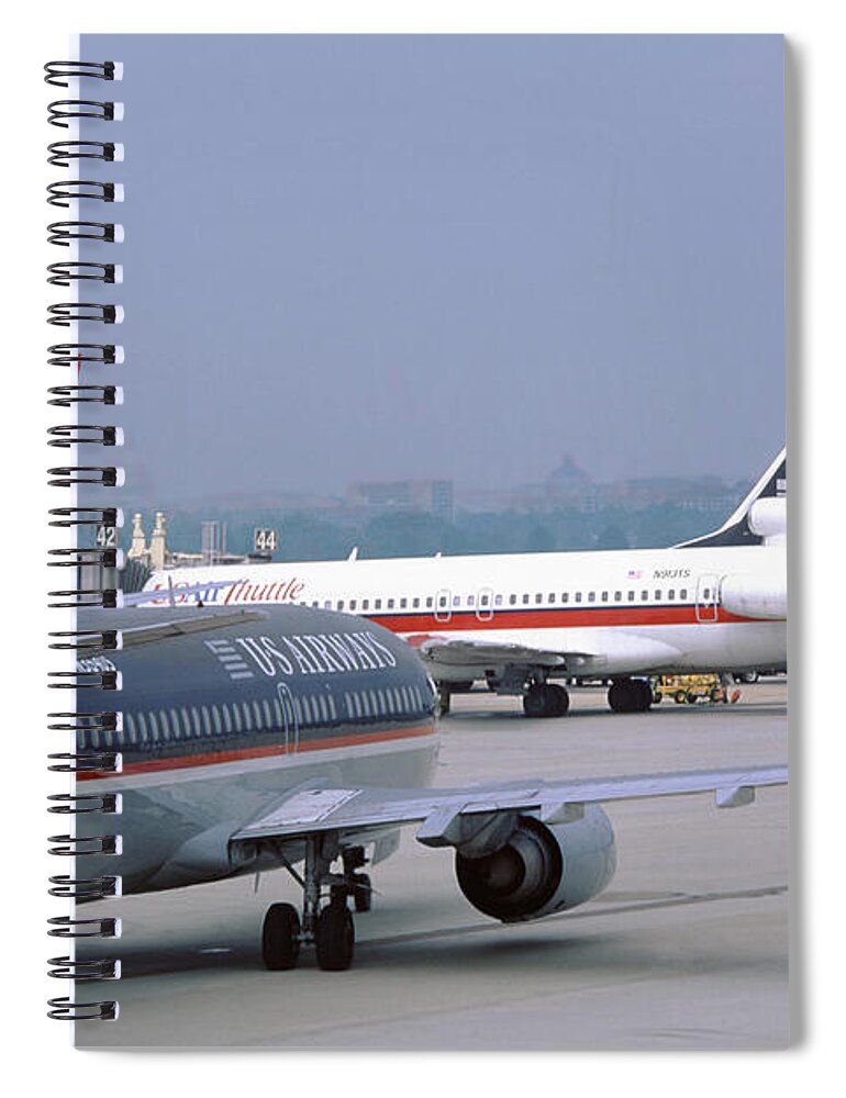 Us Airways Spiral Notebook featuring the photograph US Airways Boeing 737s at Washington Reagan Airport by Erik Simonsen