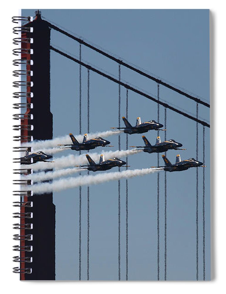Us Navy Blue Angels Spiral Notebook featuring the photograph US Navy Blue Angels SF Fleet Week by Tony Lee