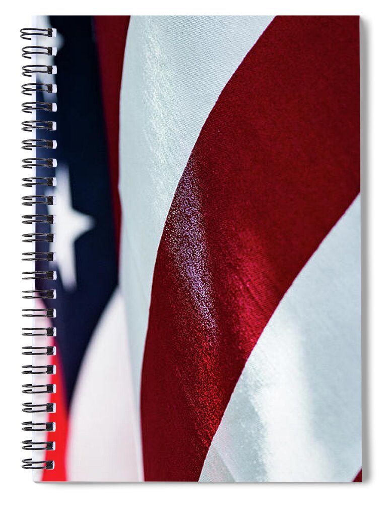 America Spiral Notebook featuring the photograph USA Proud American Flag 3 by Amelia Pearn