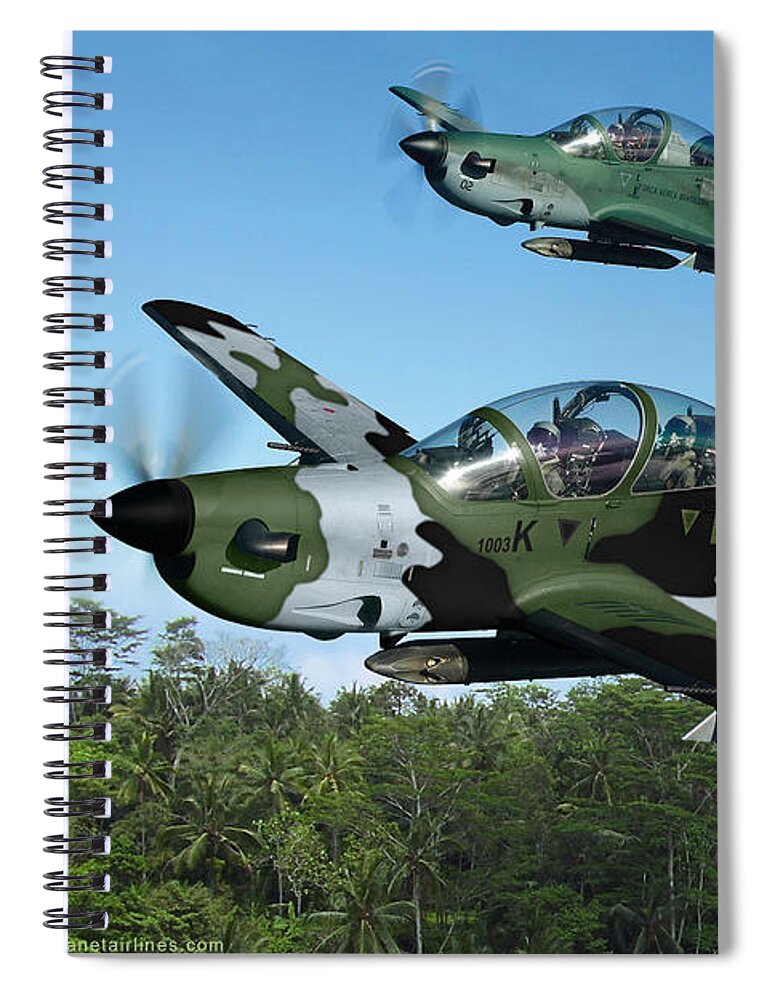 Embraer Spiral Notebook featuring the digital art USAF EMB 314 Super Tucano by Custom Aviation Art