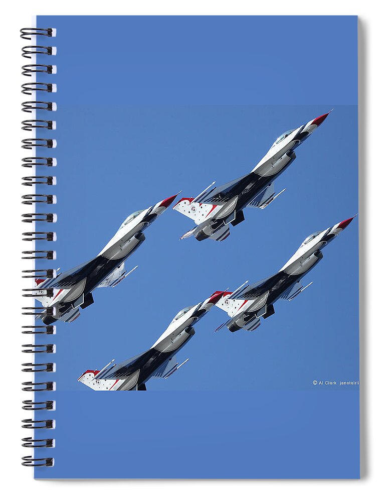 Thunderbirds Spiral Notebook featuring the photograph USAF Thunderbirds F-16 Falcon Diamond by Custom Aviation Art