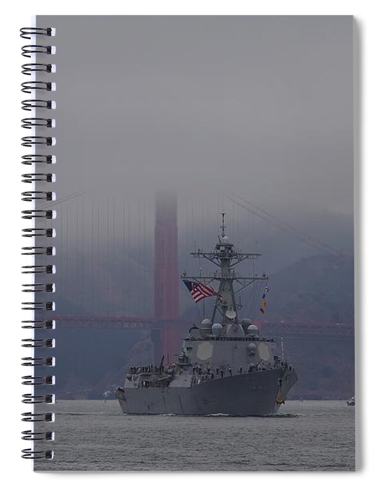 Us Navy Warship Vessel Ship Spiral Notebook featuring the photograph USS Kidd DDG 100 in San Francisco by Tony Lee