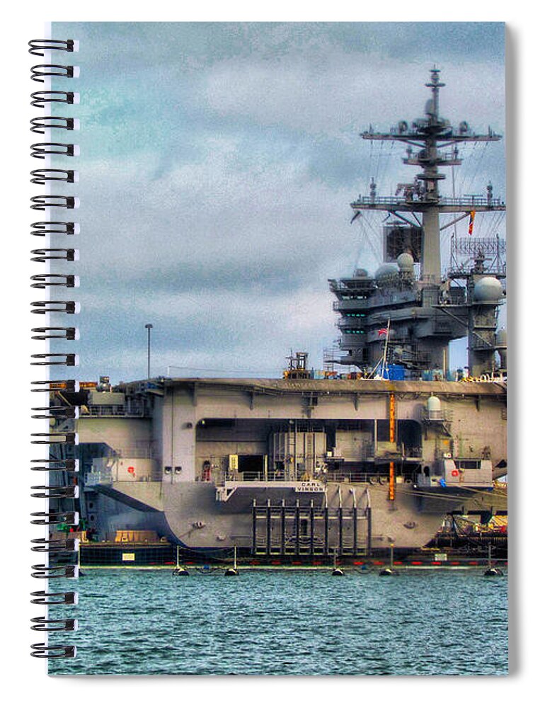 San Diego Spiral Notebook featuring the photograph USS Midway Aircraft Carrier by Barbara Zahno