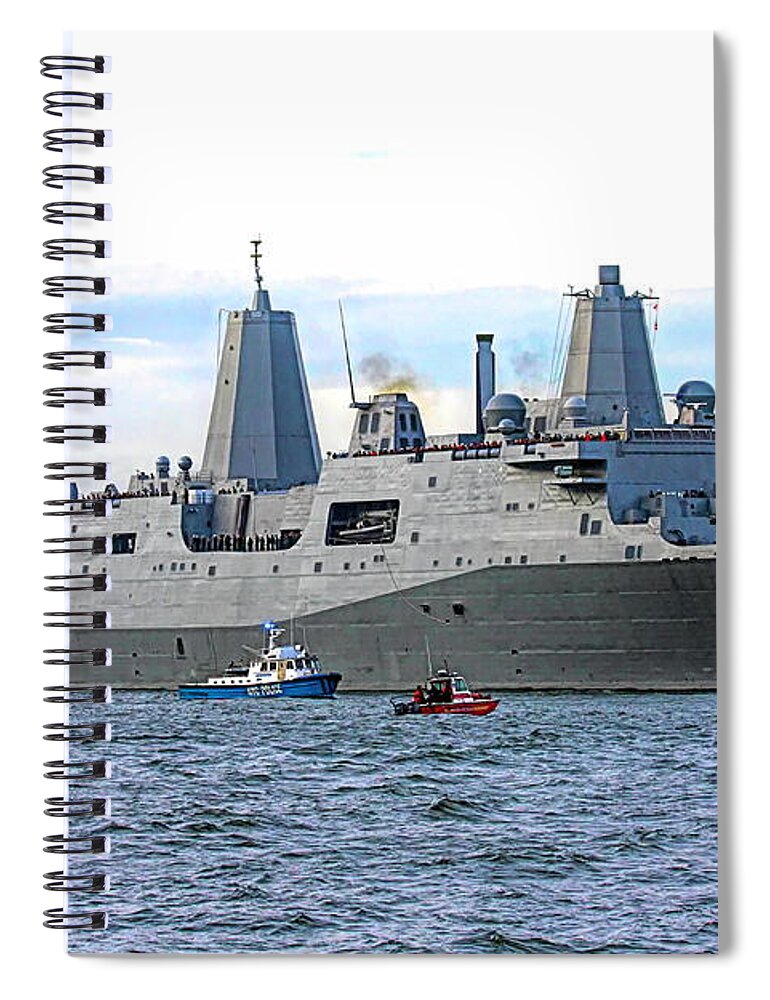 Us Navel Vessel Spiral Notebook featuring the photograph USS New York by Bob Kopprasch