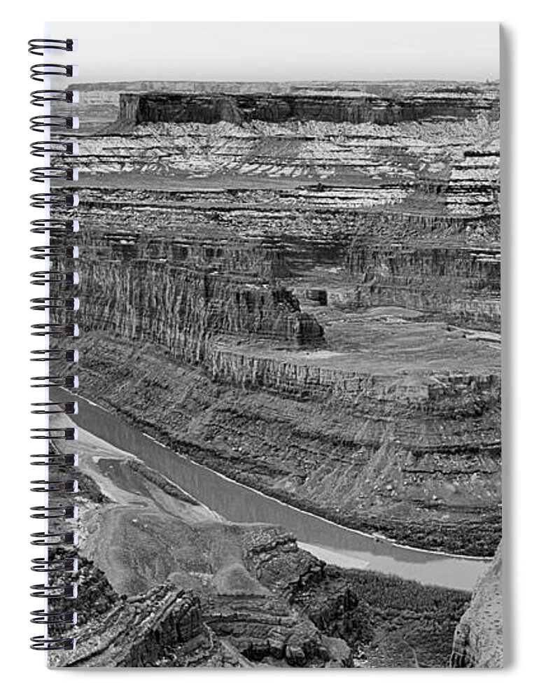 Utah Spiral Notebook featuring the photograph Utah Canyons Sunrise Panorama Crop Black And White by Adam Jewell