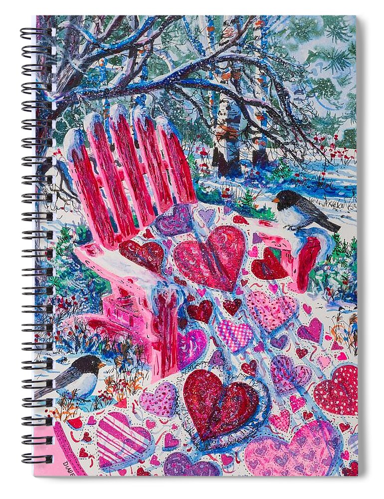 Valentine Spiral Notebook featuring the painting Valentine Hearts by Diane Phalen