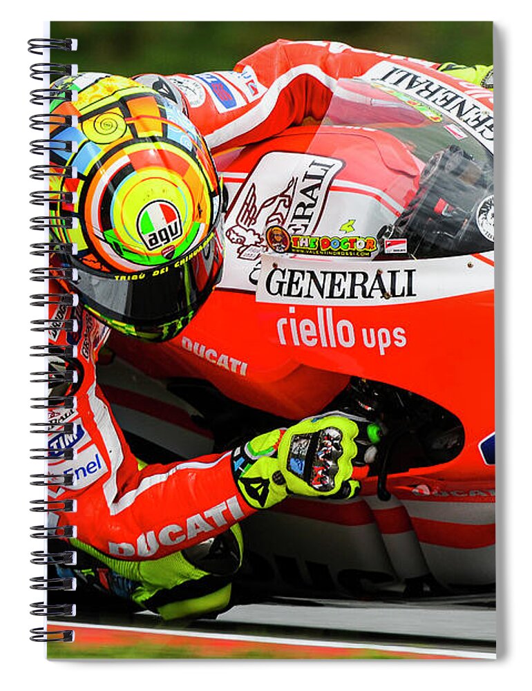 Brno Spiral Notebook featuring the photograph Valentino Rossi Brno 2011 by Tony Goldsmith