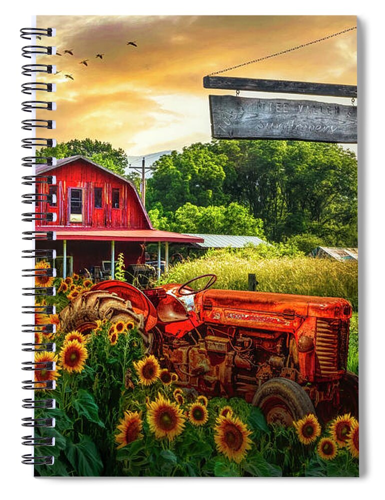 Barns Spiral Notebook featuring the photograph Valley Sunflower Farm by Debra and Dave Vanderlaan