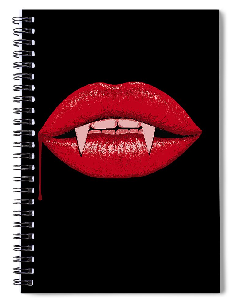Funny Spiral Notebook featuring the digital art Vampire Lips by Flippin Sweet Gear