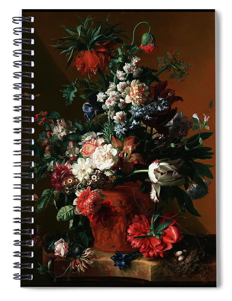 Vase Of Flowers Spiral Notebook featuring the painting Vase of Flowers by Jan van Huysum by Xzendor7