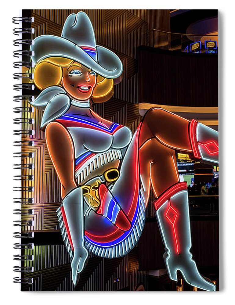 Vegas Vickie Spiral Notebook featuring the photograph Vegas Vickie Profile Neon Sign Full by Aloha Art