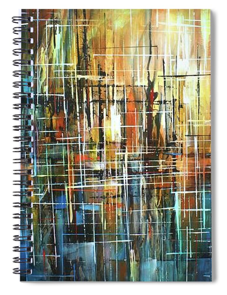  Spiral Notebook featuring the painting Veil of deceit by Michael Lang