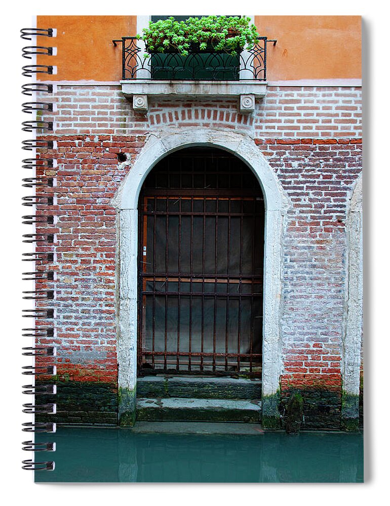 Venice Spiral Notebook featuring the photograph Venice Canal Door - Venice, Italy by Denise Strahm