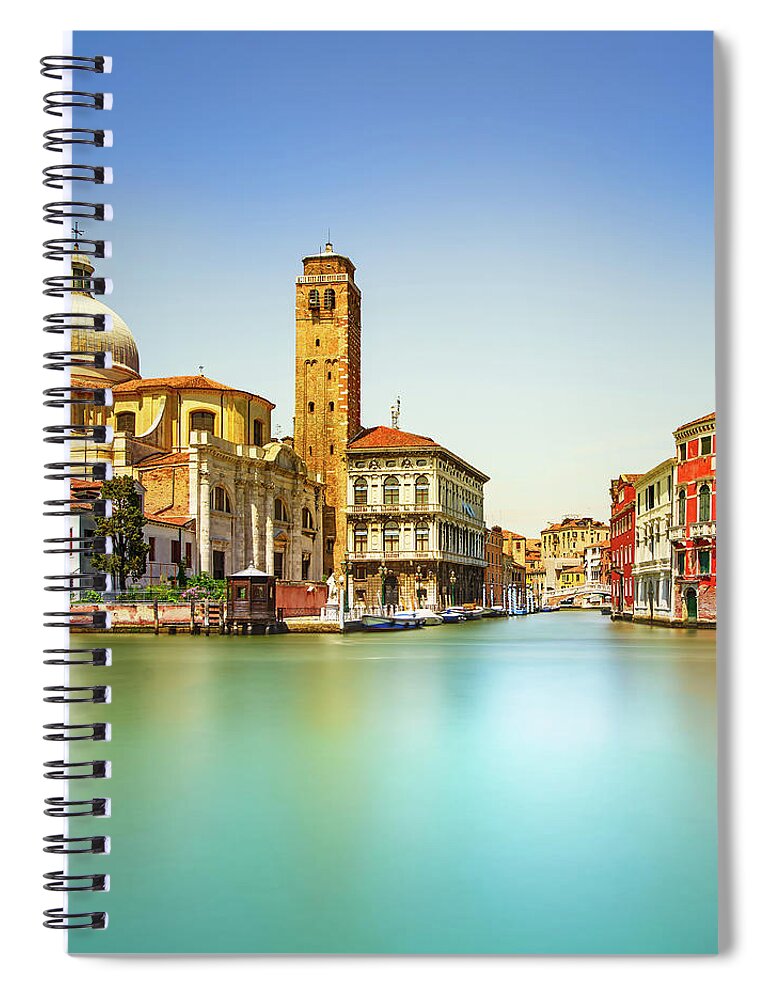Venice Spiral Notebook featuring the photograph Venice grand canal, San Geremia church landmark. Italy by Stefano Orazzini