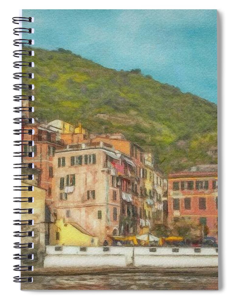 Water Spiral Notebook featuring the painting Vernazza Up Close by Jeffrey Kolker