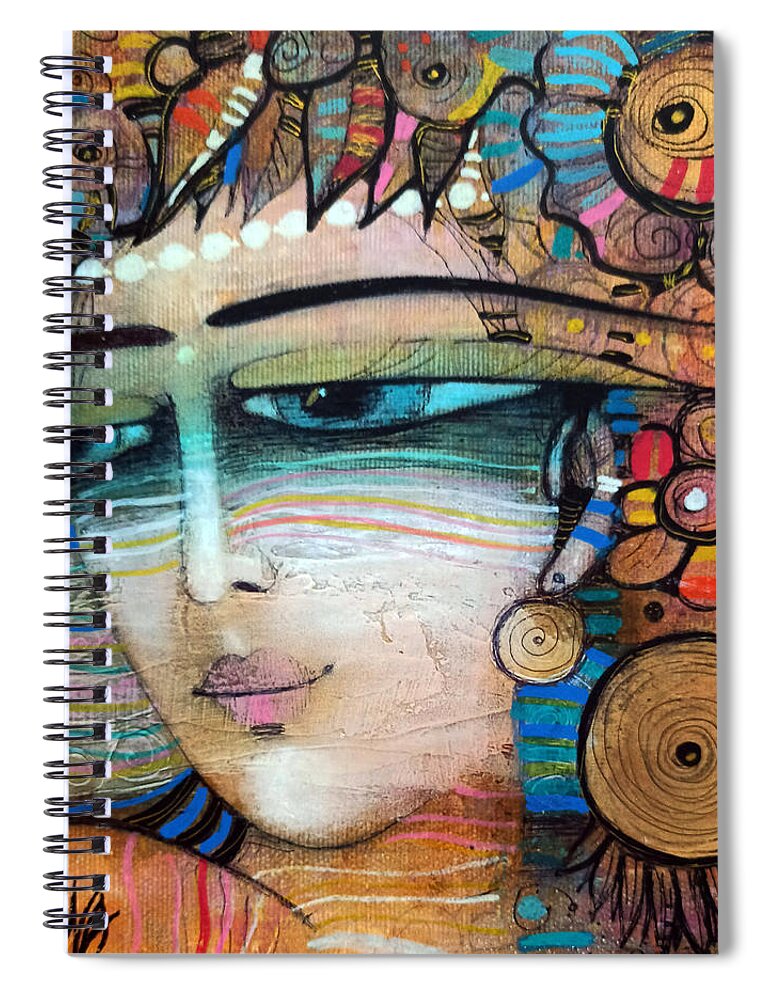 Albena Spiral Notebook featuring the painting Veronique by Albena Vatcheva