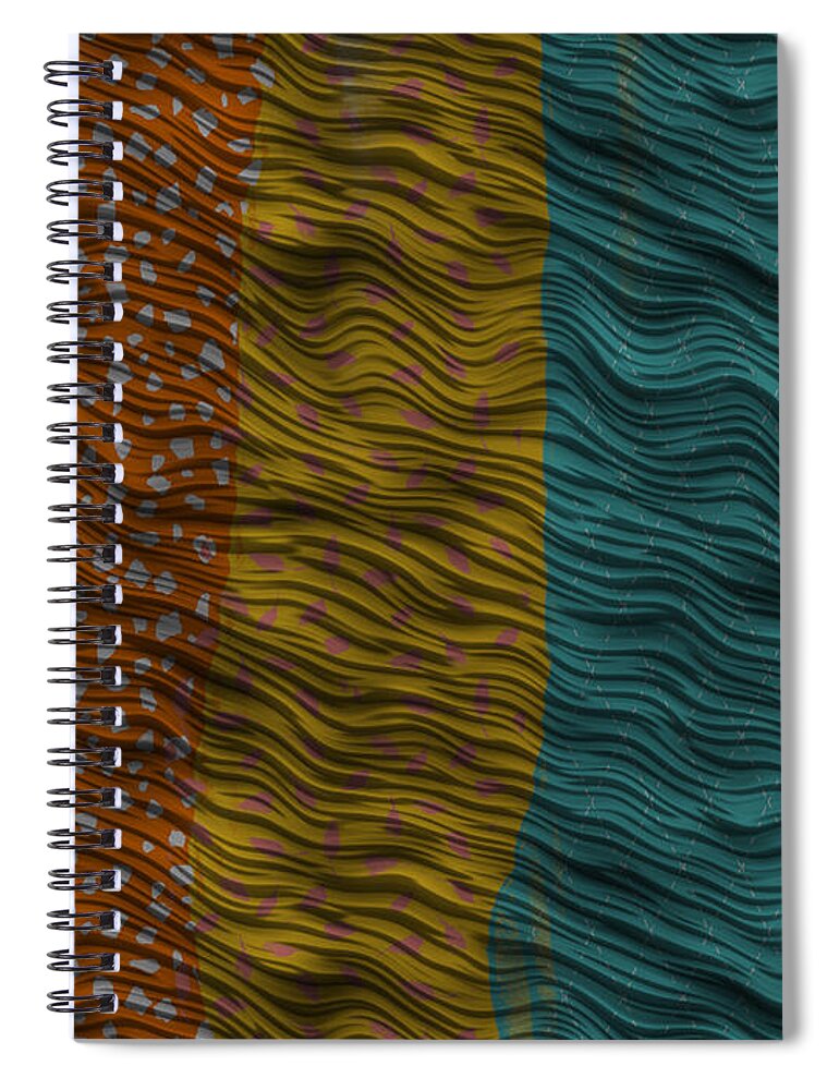 Red Turquoise Sage Spiral Notebook featuring the digital art Vertical Patterns by Bonnie Bruno
