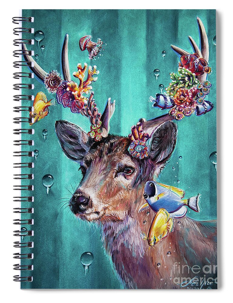 Deer Spiral Notebook featuring the painting Vertigo by Lachri