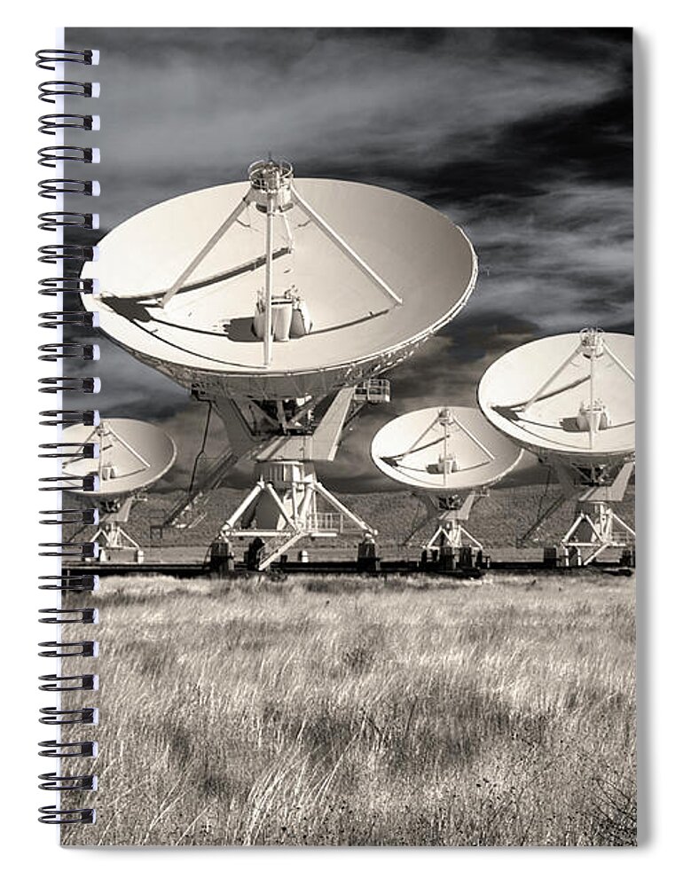 Very Large Array Spiral Notebook featuring the photograph Very Large Array Infrared by Martin Konopacki