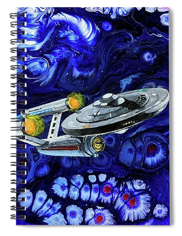 Pour Painting Spiral Notebook featuring the painting Very Strange New Worlds by Annalisa Rivera-Franz