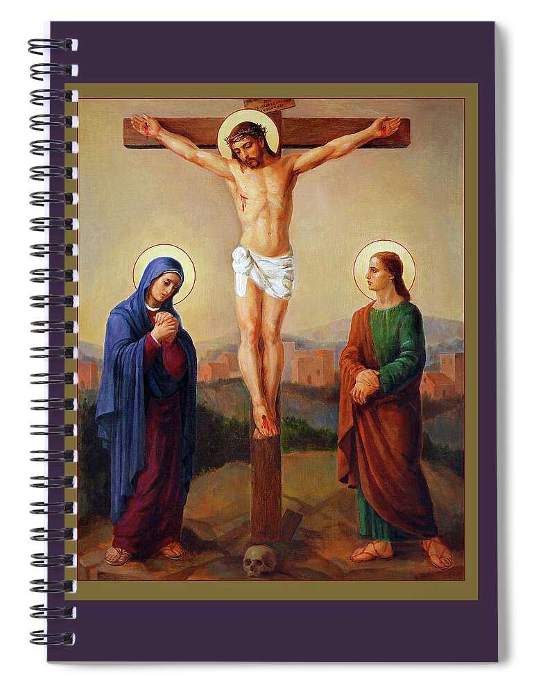 Apostles Spiral Notebook featuring the painting Via Dolorosa - Crucifixion - 12 by Svitozar Nenyuk