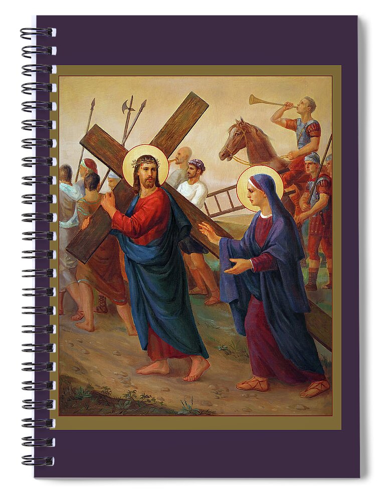 Bible Spiral Notebook featuring the painting Via Dolorosa - The Way Of The Cross - 4 by Svitozar Nenyuk
