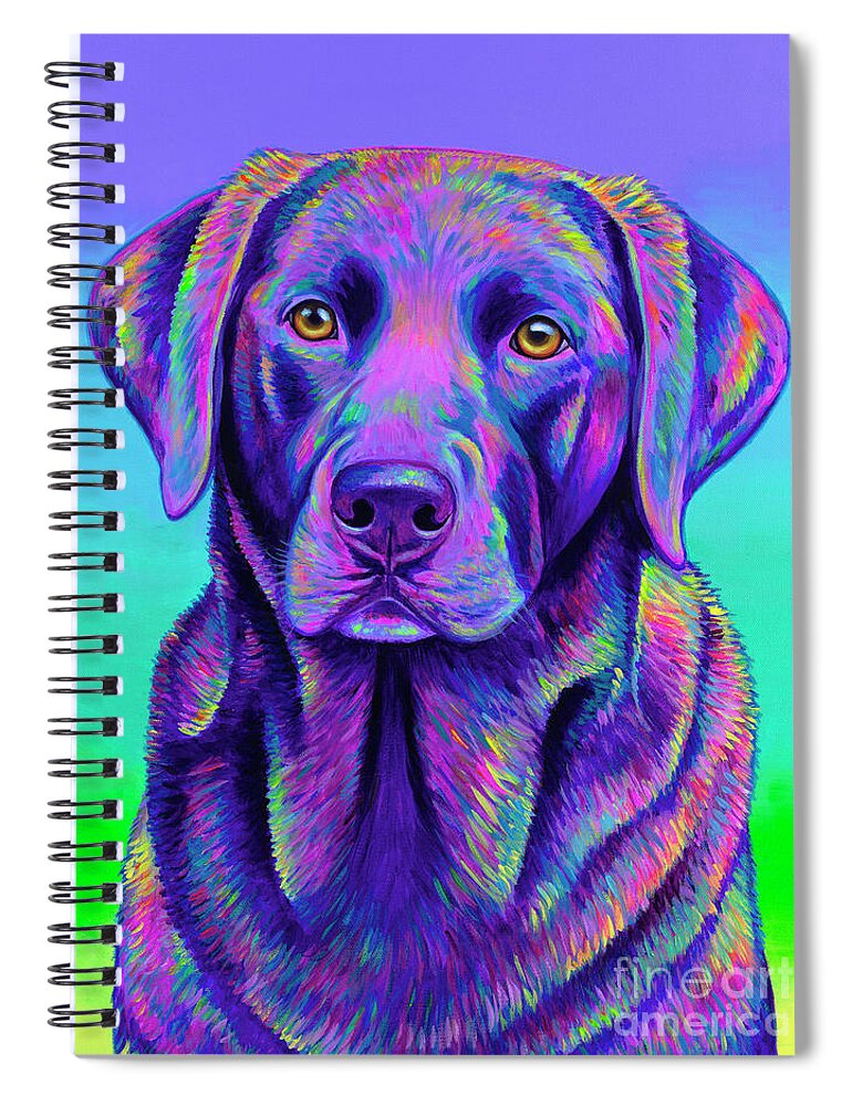 Labrador Retriever Spiral Notebook featuring the painting Vibrant Chocolate Labrador Retriever Dog by Rebecca Wang