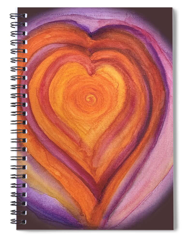 Vibrant Spiral Notebook featuring the painting Vibrant Hearts within Hearts  by Sandy Rakowitz