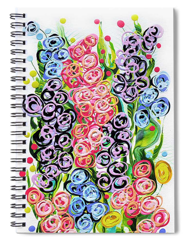 Fluid Acrylic Painting Spiral Notebook featuring the painting Victorian Garden Long by Jane Crabtree