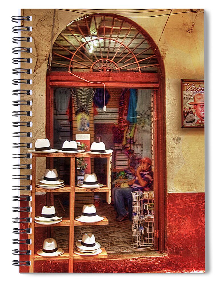Victor's Panama Hats Spiral Notebook featuring the photograph Victor's Panama Hats by Kandy Hurley