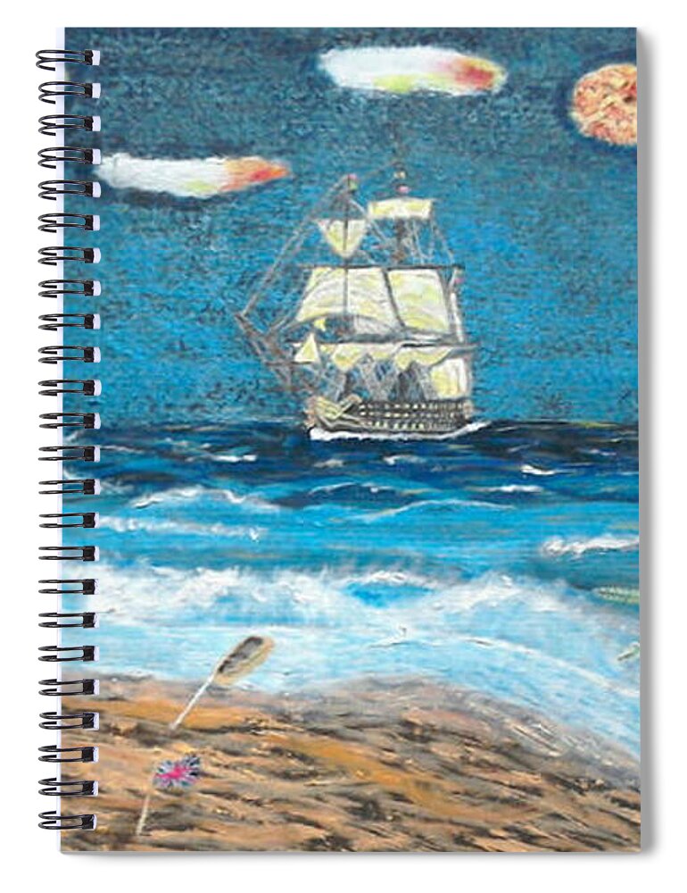 Hms Victory Spiral Notebook featuring the painting Victory in Paradise by David Westwood