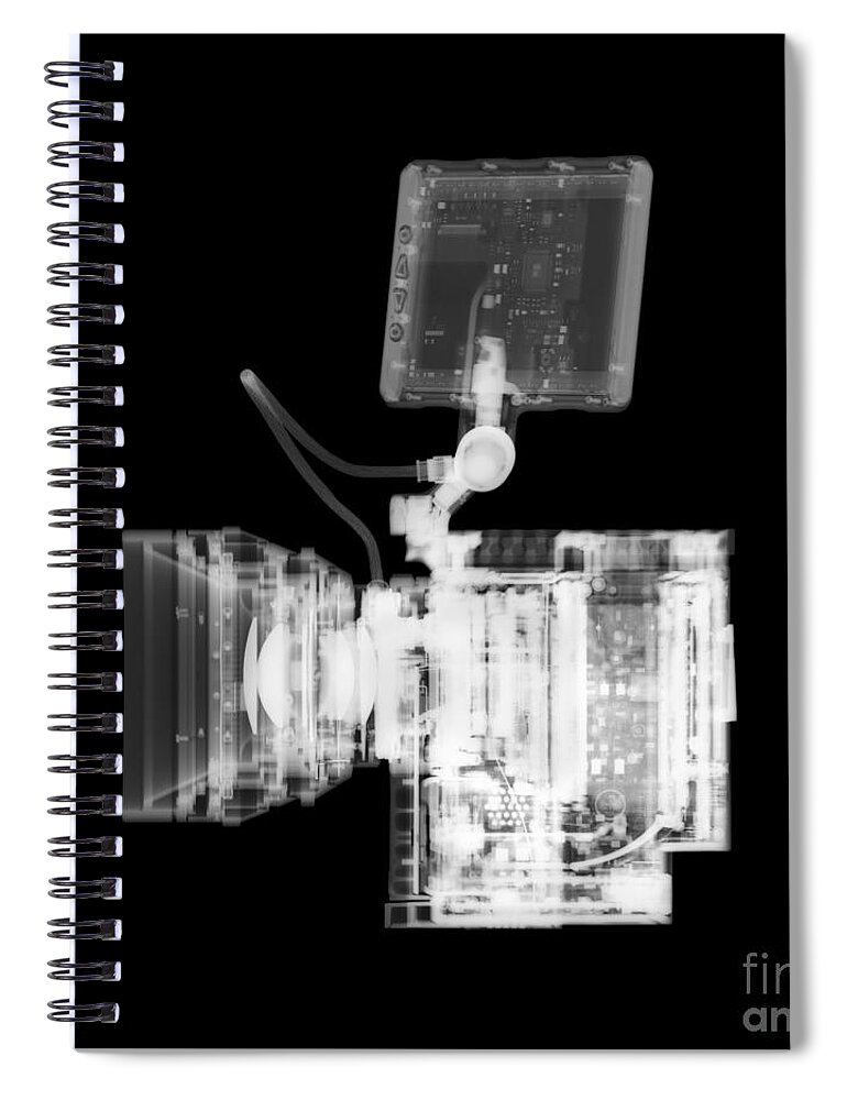 Black Spiral Notebook featuring the photograph Video camera, X-ray. by Science Photo Library